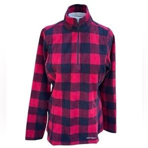 Eddie Bauer quarter zip checkered black and red size medium